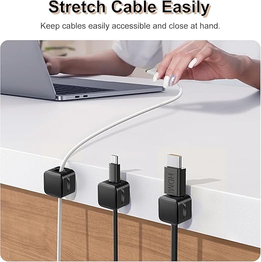 Magnetic Cable Organizer Clips — Pack of 6