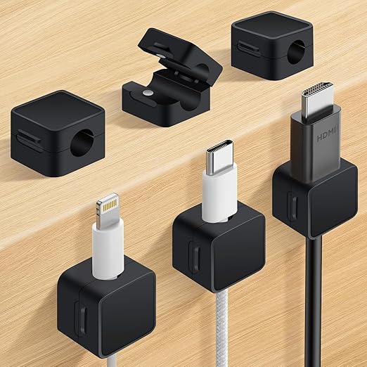 Magnetic Cable Organizer Clips — Pack of 6